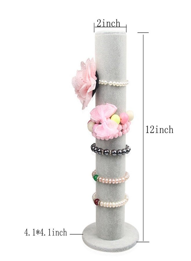 Bocar Velvet Vertical Tower Jewelry Bracelet Display Stand Bangle T-Bar Display Holder (CTZ-gray) - Image 3