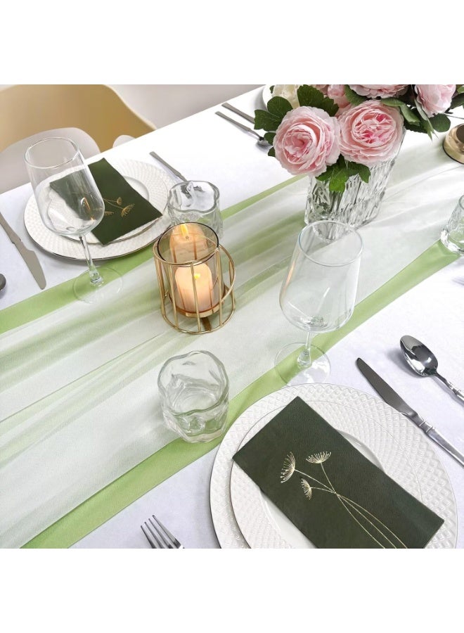 XIYU Chiffon Table Runner 28x120 Inches, Gauze Table Runner, Rustic Sheer Table Decor for Romantic Bridal Shower, Baby Shower, Birthday Party, Sage Green - Image 4