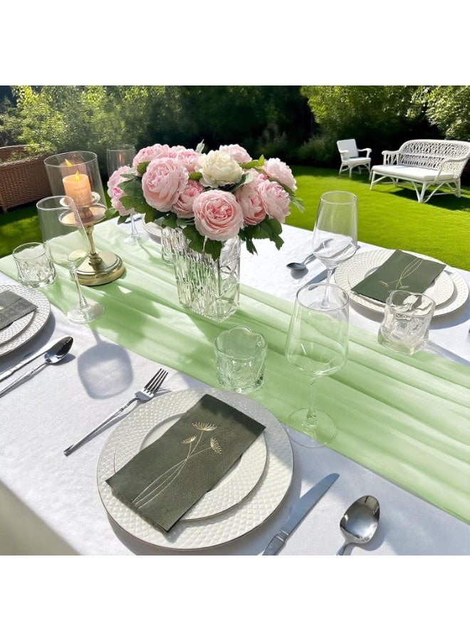 XIYU Chiffon Table Runner 28x120 Inches, Gauze Table Runner, Rustic Sheer Table Decor for Romantic Bridal Shower, Baby Shower, Birthday Party, Sage Green - Image 5