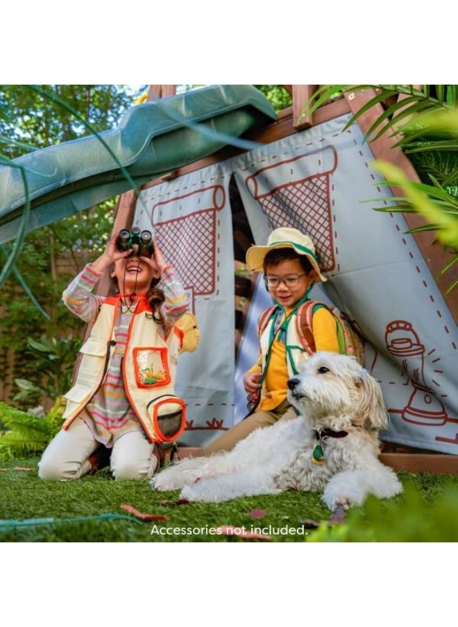 KidKraft KidKraft Ranger Retreat Wooden Swing Set/Playset with Tent, Tube Slide and 3 Swings  - Image 4