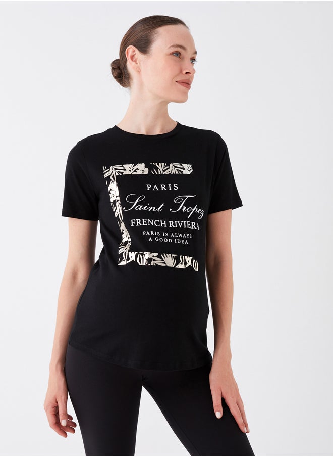 LC WAIKIKI - Crew Neck Printed Short Sleeve Maternity T-shirt - Image 1
