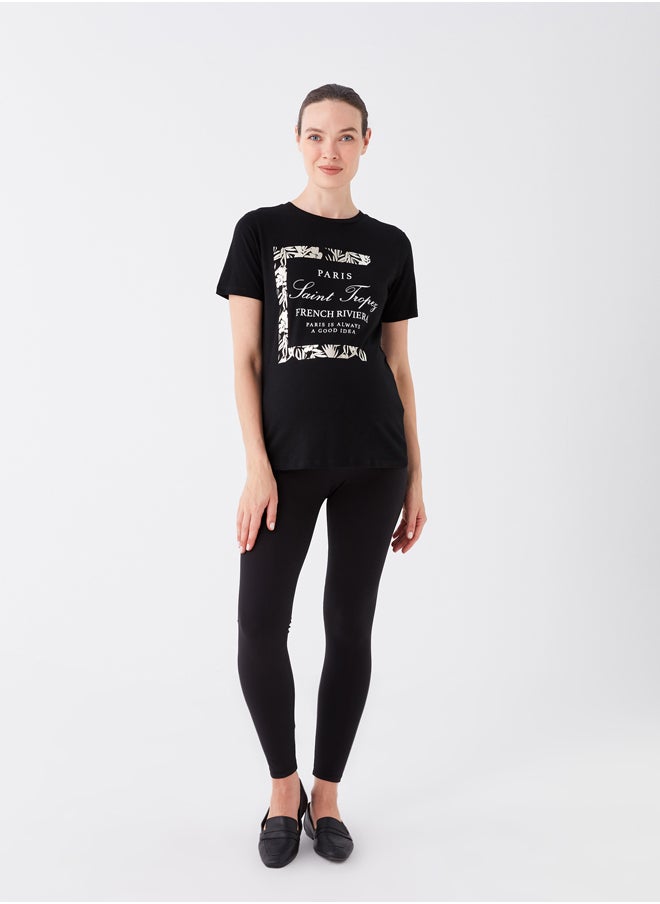 LC WAIKIKI - Crew Neck Printed Short Sleeve Maternity T-shirt - Image 1