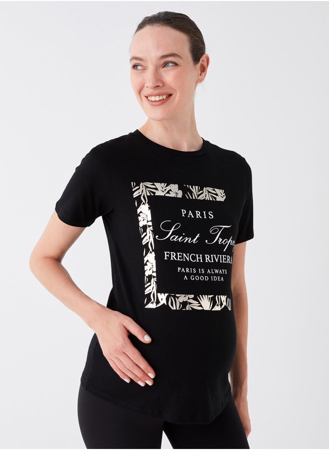 LC WAIKIKI - Crew Neck Printed Short Sleeve Maternity T-shirt - Image 1