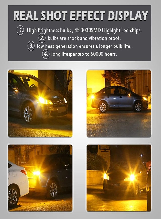 NATGIC مصابيح إشارة انعطاف LED من نوع NATGIC 7440 7440NA 992 T20 بقوة 3700 لومن، 3030، 45SMD، خالية من أخطاء Canbus، مضادة للوميض السريع، مناسبة لإشارات الانعطاف الأمامية أو الخلفية للسيارة، لون كهرماني/أصفر (عبوة من قطعتين). - Image 3