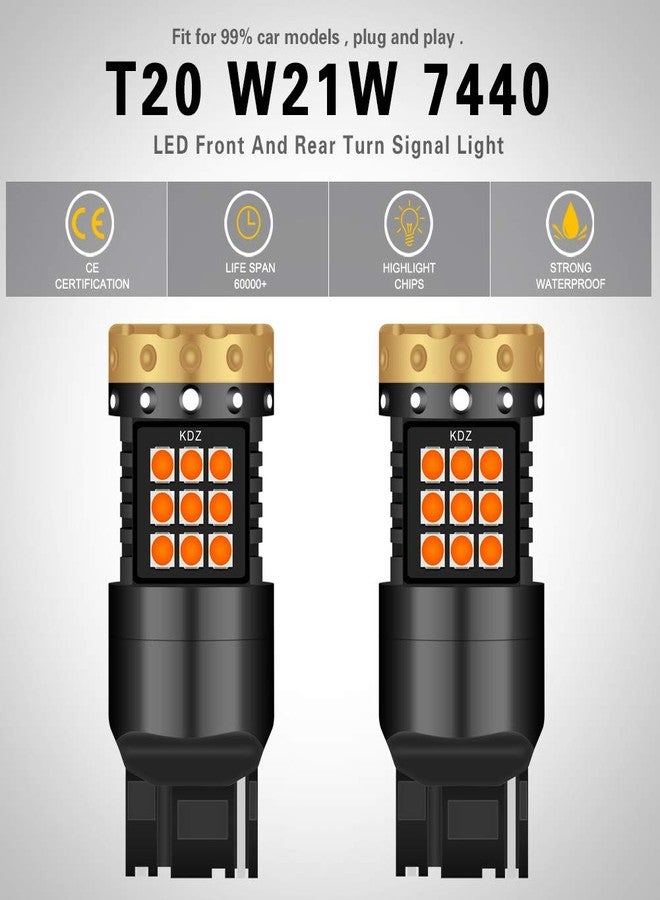 NATGIC مصابيح إشارة انعطاف LED من نوع NATGIC 7440 7440NA 992 T20 بقوة 3700 لومن، 3030، 45SMD، خالية من أخطاء Canbus، مضادة للوميض السريع، مناسبة لإشارات الانعطاف الأمامية أو الخلفية للسيارة، لون كهرماني/أصفر (عبوة من قطعتين). - Image 5
