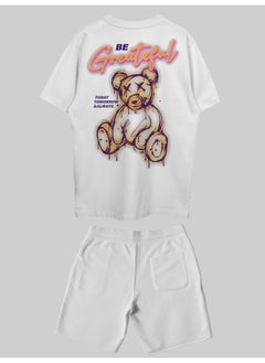 THREADCURRY THREADCURRY Be Grateful Printed Co-ord Set for Men - Half Sleeve Oversized T-Shirt and Shorts  - Image 2