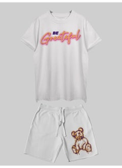 THREADCURRY THREADCURRY Be Grateful Printed Co-ord Set for Men - Half Sleeve Oversized T-Shirt and Shorts  - Image 3