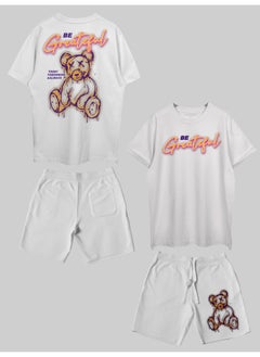 THREADCURRY THREADCURRY Be Grateful Printed Co-ord Set for Men - Half Sleeve Oversized T-Shirt and Shorts  - Image 1