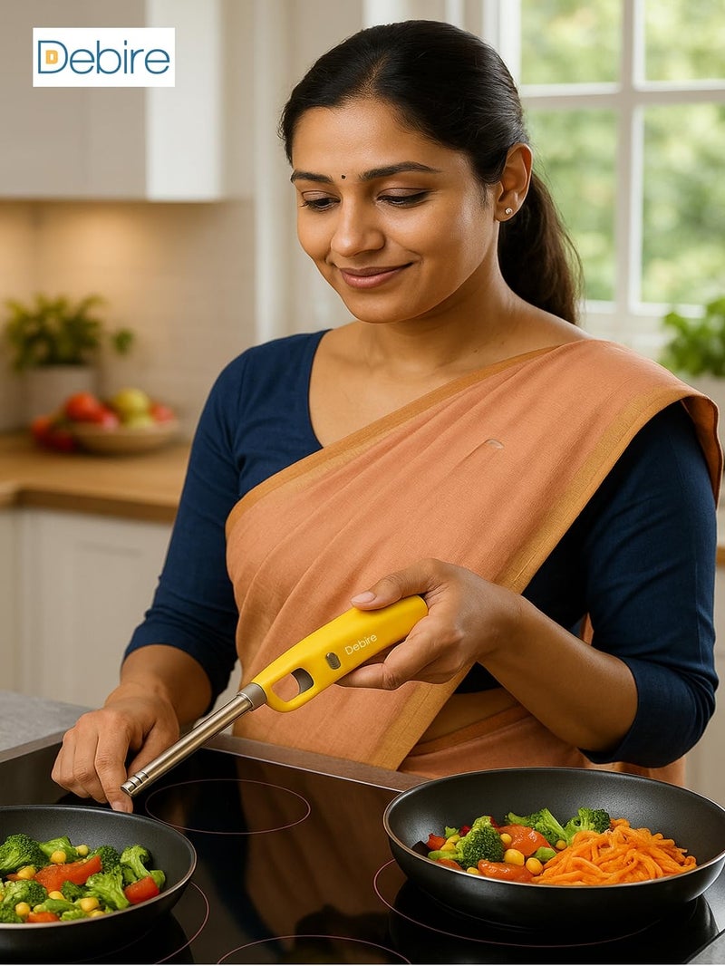 DEBIRE Gas Stove Lighter for Kitchen, Candle Use Flame Adjustable & Refillable, Durable Lock Safety, ABS Plastic-Steel Body, Multicolored-Yellow (Pack of 1) - Image 5