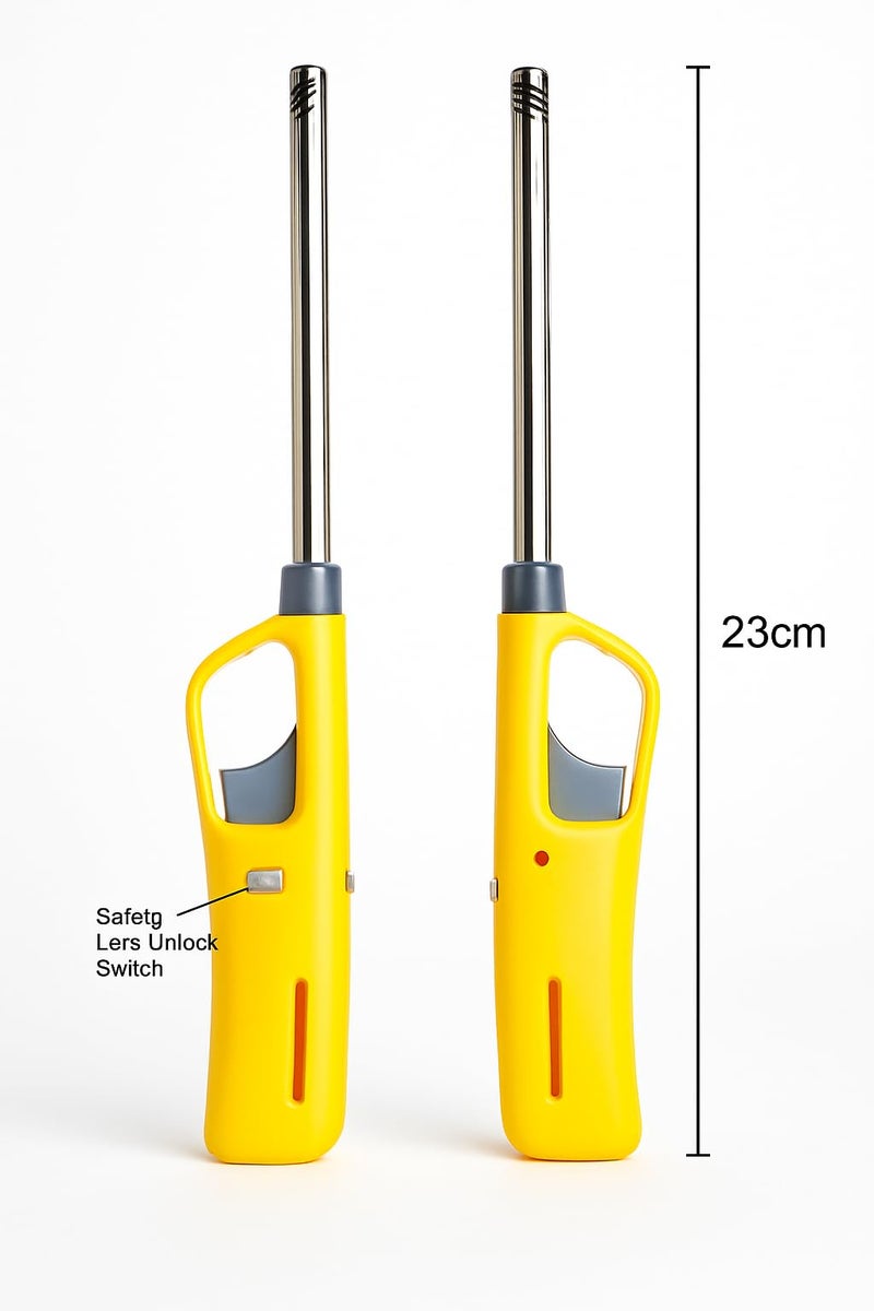 DEBIRE Gas Stove Lighter for Kitchen, Candle Use Flame Adjustable & Refillable, Durable Lock Safety, ABS Plastic-Steel Body, Multicolored-Yellow (Pack of 1) - Image 2