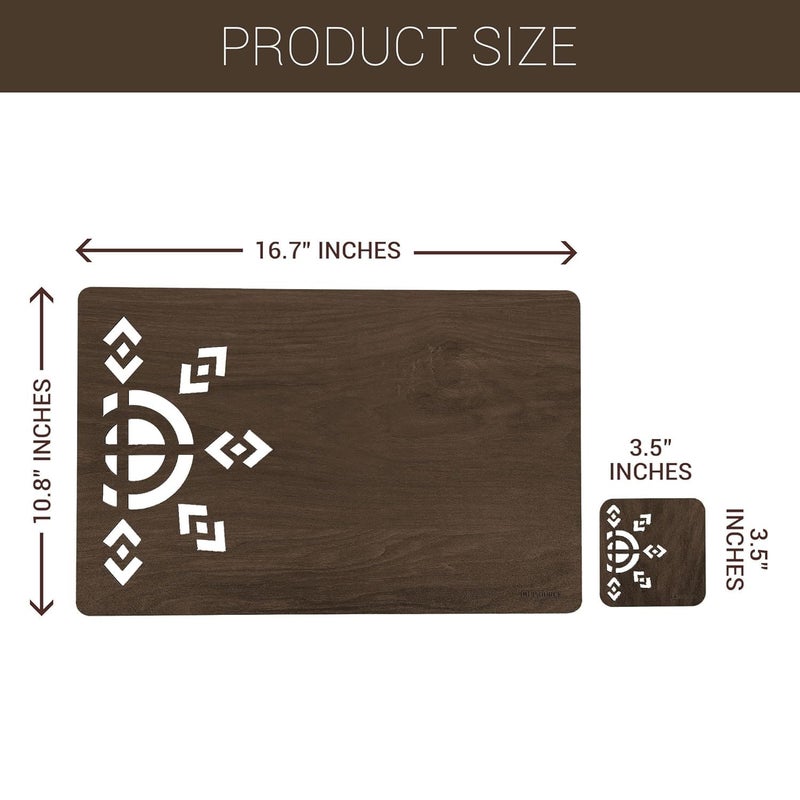 TOCINGO Table placemats Wooden mat with Tea Coasters Placemats for Dining and Kitchen Easy to Wipe Clean NonSlip Heat Resistant AntiSkid Stain Place mats 6 RactangleBrown - Image 2