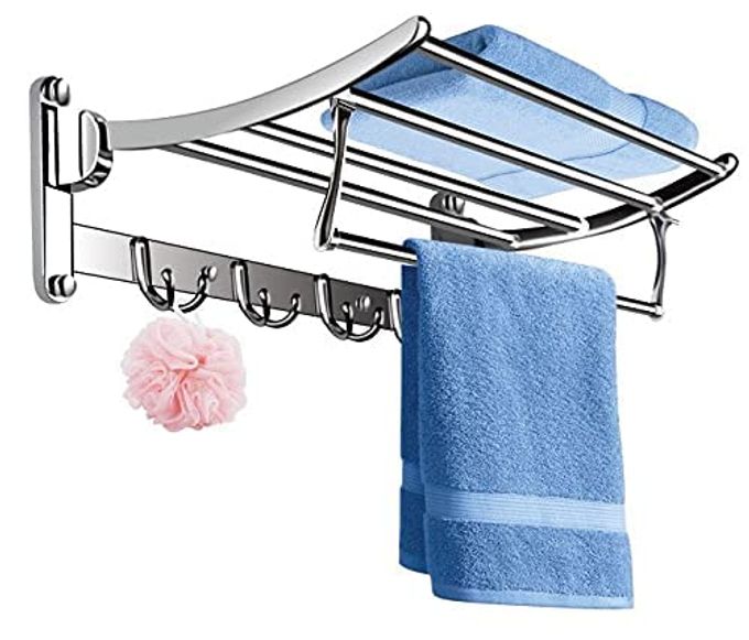 GOLD STAINLESS STEEL FOLDING TOWEL HANGER STANDTOWEL RACK FOR BATHROOM