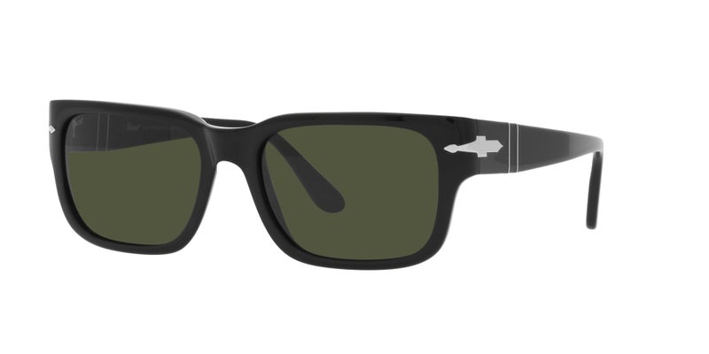Persol PO3315S Rectangular Sunglasses, Black/Green, 58 mm - Image 2