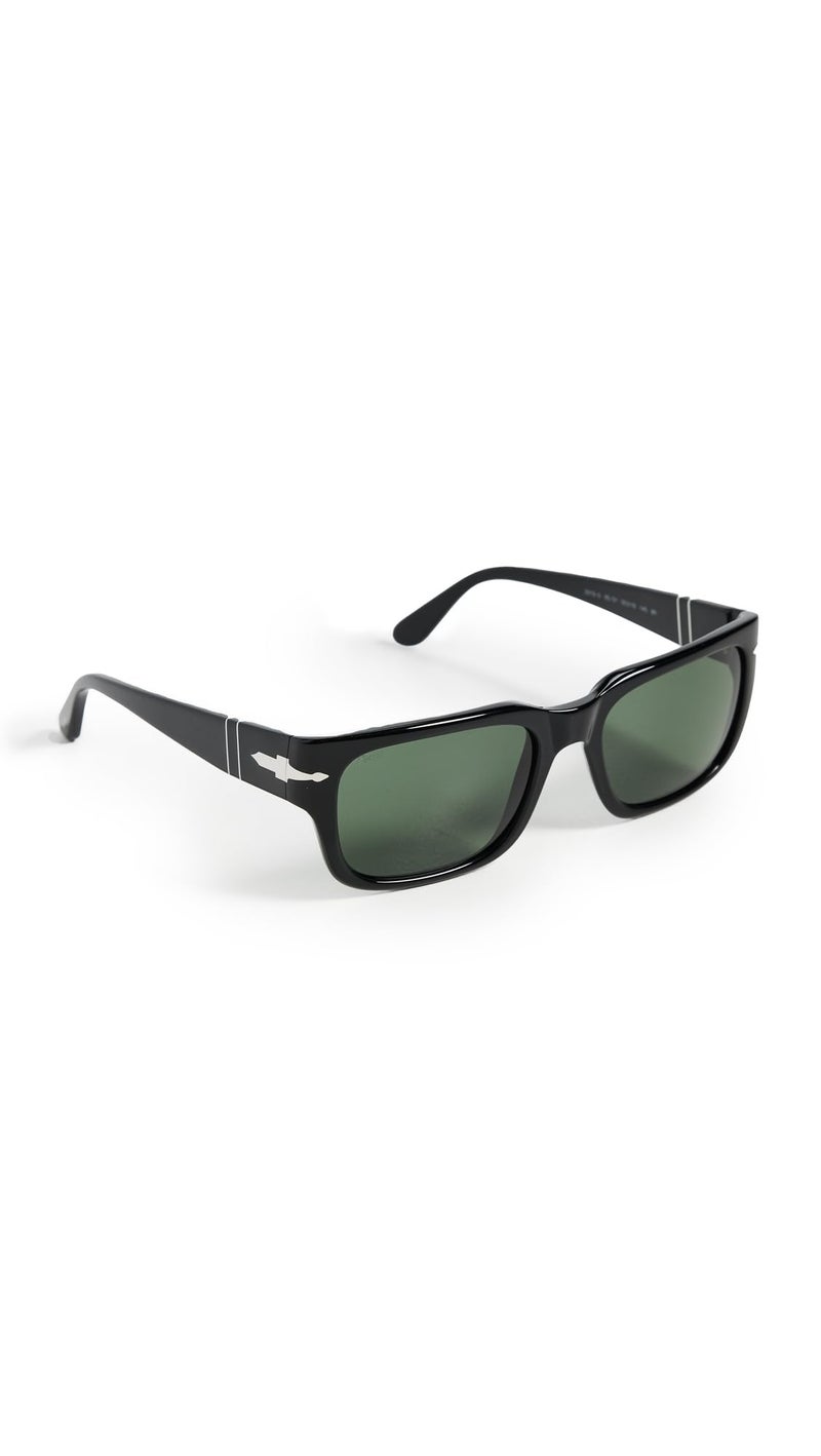 Persol PO3315S Rectangular Sunglasses, Black/Green, 58 mm - Image 4