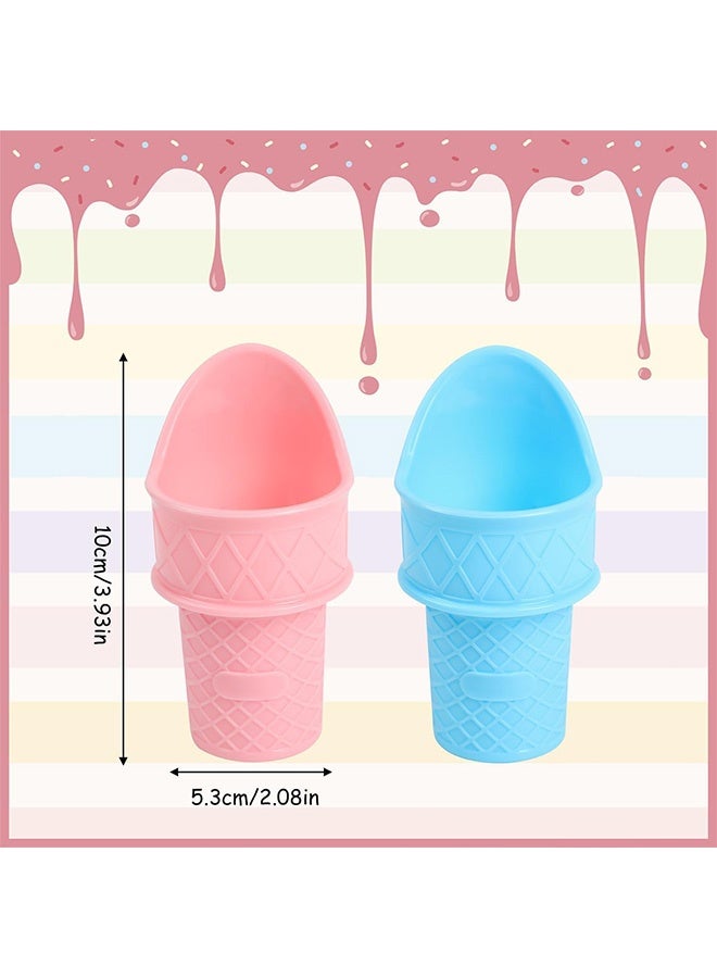 MXN 4 PCS Ice Cream Cone Holder, Reusable Mini Ice Cream Cones Scoop, Food Grade Ice Cream Plastic Cup For Kids - Image 2