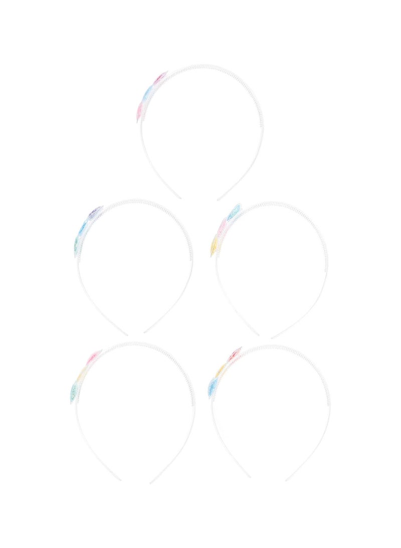 GGOOT 5PCS Cartoon Heart-shaped Headbands Kids Hair Hoops Candy-colored Quicksand Hairbands - Image 1