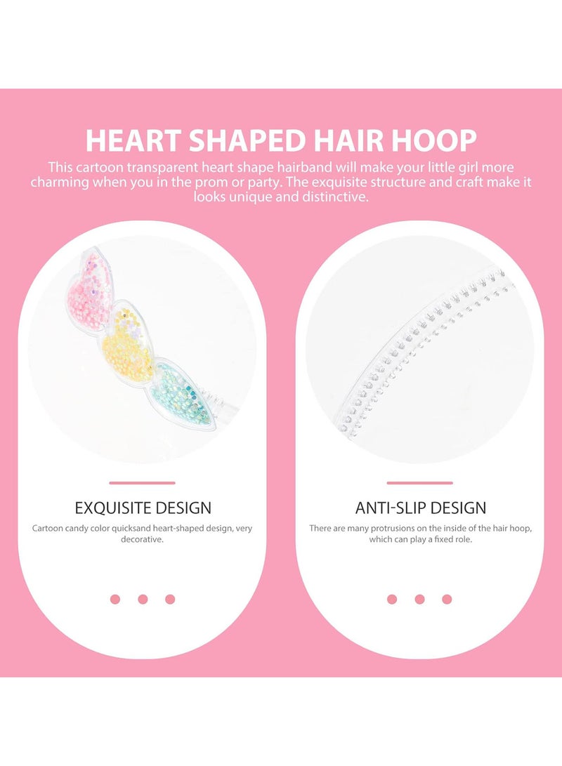 GGOOT 5PCS Cartoon Heart-shaped Headbands Kids Hair Hoops Candy-colored Quicksand Hairbands - Image 5