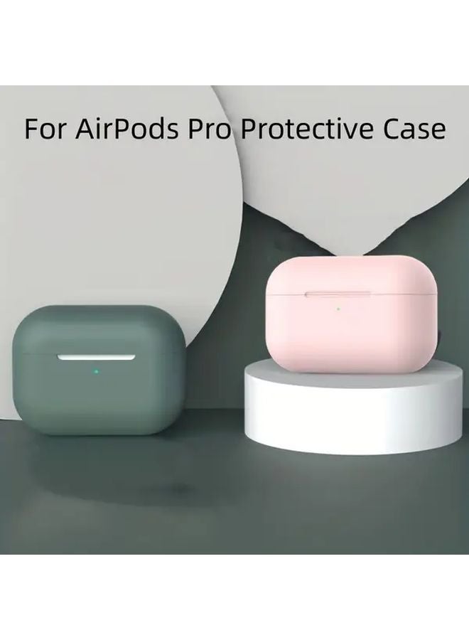 Dark Green Silicone Cover Case For Apple Airpods Pro Wireless Earphone Skin Protector - Image 2