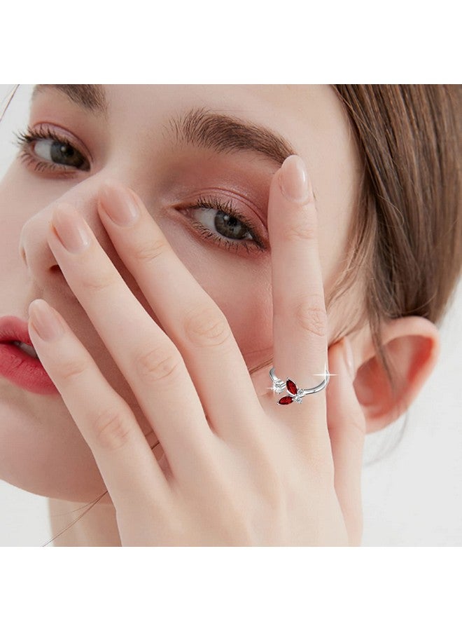 AOBOCO Sterling Silver Butterfly Series Ring With Simulated Ruby Crystals Anniversary Birthday Jewelry Gifts For Women Girls (Red 10) - Image 4