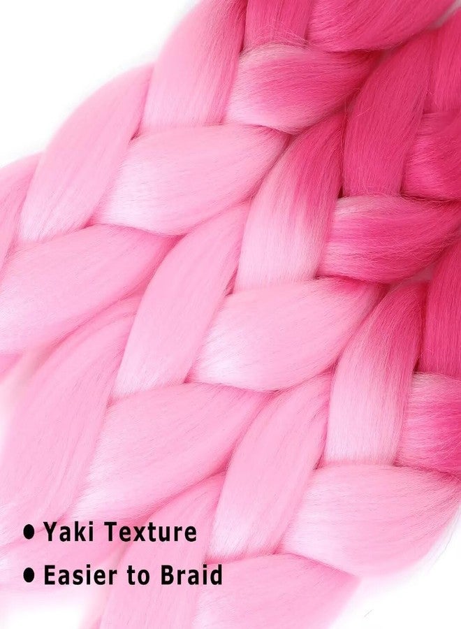 FEEL ME Ombre Braiding Hair Hot Pink/Pink Braiding Hair 3pcs Jumbo Braiding Hair Extensions For Box Braids Twist Hair For Braiding 24inch High Temperature Synthetic Braids Hair(Hot Pink/Pink-3 Pcs) - Image 5