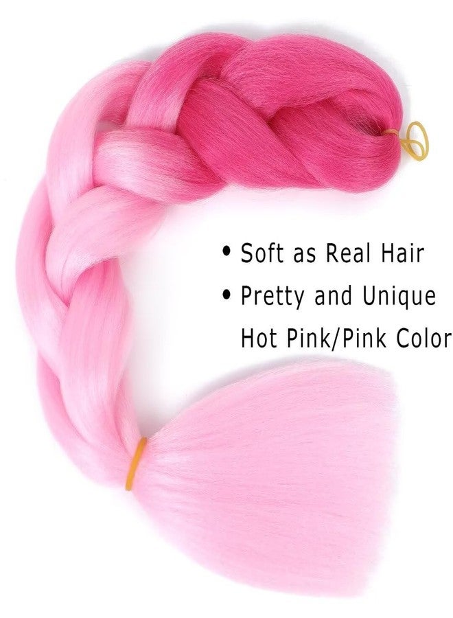 FEEL ME Ombre Braiding Hair Hot Pink/Pink Braiding Hair 3pcs Jumbo Braiding Hair Extensions For Box Braids Twist Hair For Braiding 24inch High Temperature Synthetic Braids Hair(Hot Pink/Pink-3 Pcs) - Image 4