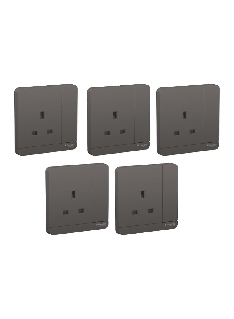 Schneider Electric AvatarOn, switched socket, 3P, 13 A, 250 V, LED, Dark Grey (Model Number - E8315N_DG_G12)
 - Pack of 5