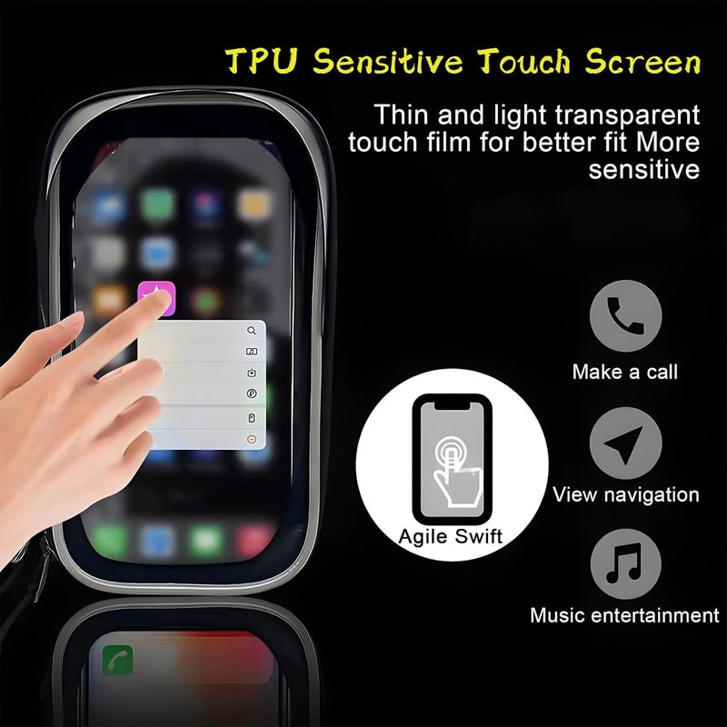 SYOSI Bike Phone Holder Waterproof, 360° Rotatable Motorbike Handlebar Bag, Ultra-Stable Mount with Rain Cover Design for Touchscreen Smartphones up to 7'', Black - Image 3