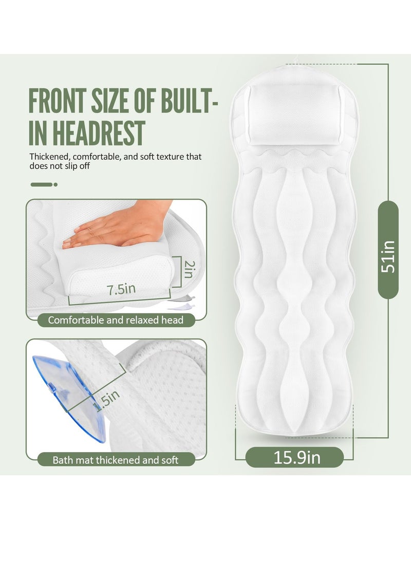 Samplife - Full Body Bath Pillow for Bathtub, Bath Pillows Cushions for Tub Neck Shoulder Back Support,14 Suction Cups Luxury Bath Tub Mat with Pillow for Adults Bathroom Accessories (51 Inch) - Image 1