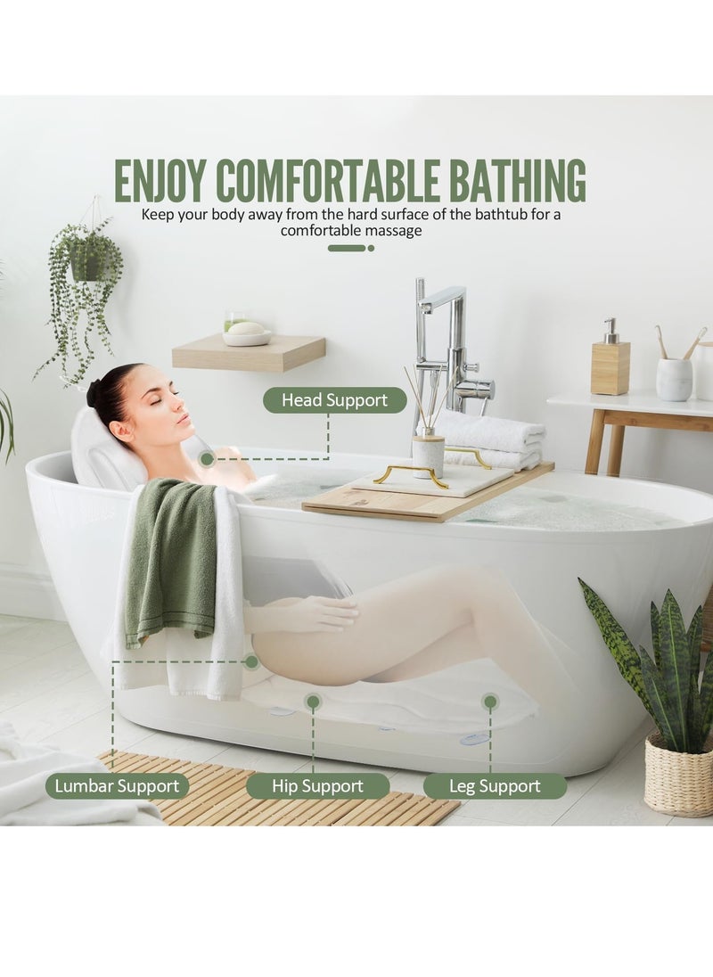 Samplife - Full Body Bath Pillow for Bathtub, Bath Pillows Cushions for Tub Neck Shoulder Back Support,14 Suction Cups Luxury Bath Tub Mat with Pillow for Adults Bathroom Accessories (51 Inch) - Image 1