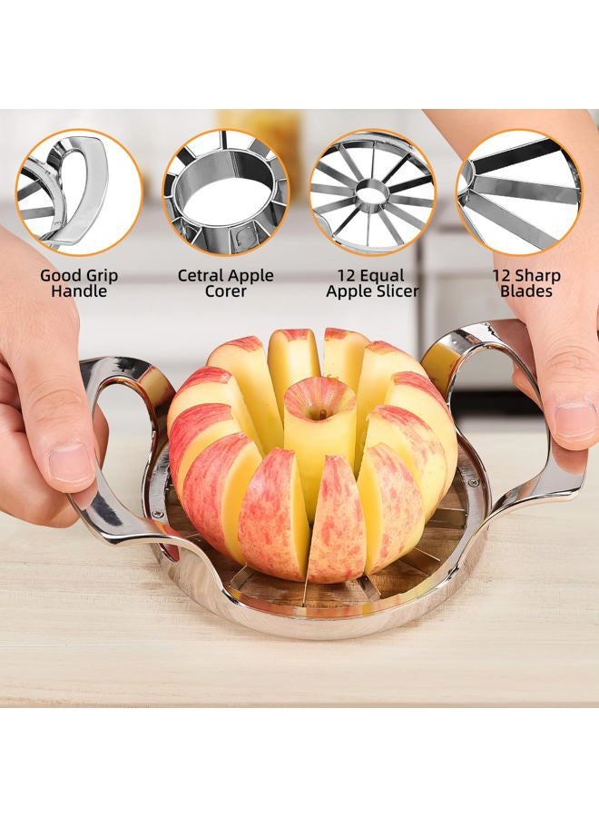 Obsoorth 12 Slices Large Apple Slicer and Corer Easy to Use Heavy Duty Stainless Steel Apple Cutter Ergonomic Handle Easy Grip Pears Divider Tool for Vegetables - Image 3