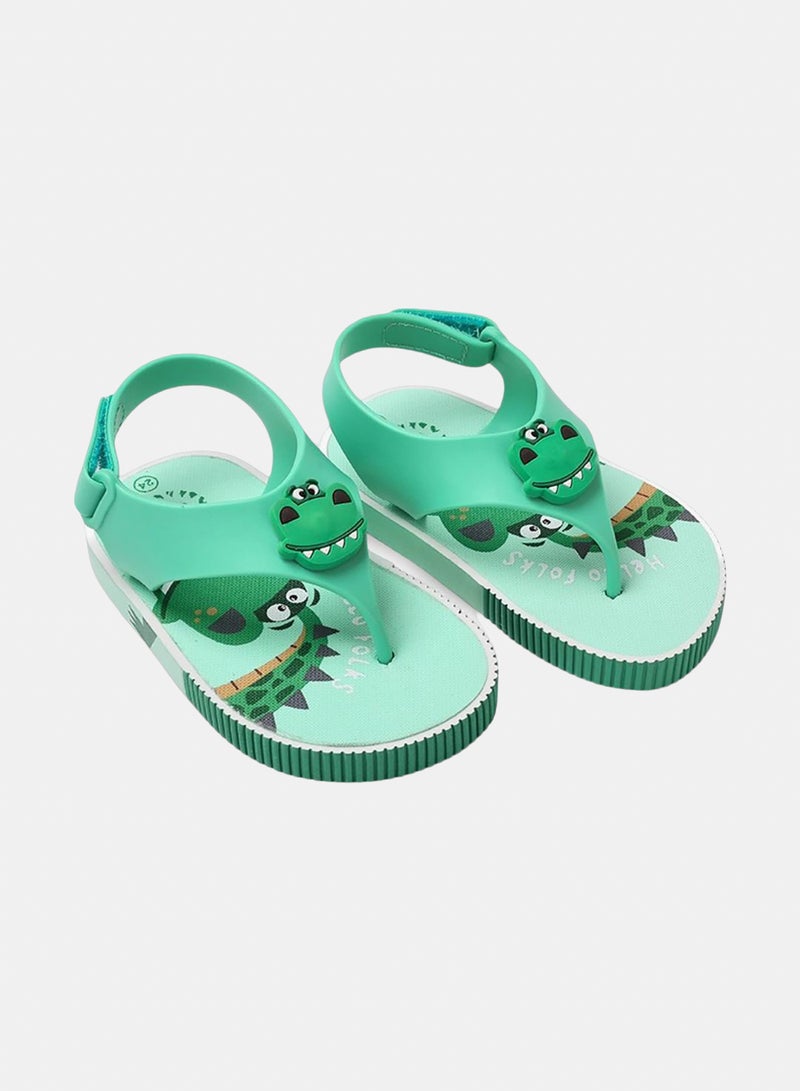 CUBS Unisex Baby Rubber Sandal – Green Dino Flip-Flop Design - Image 1