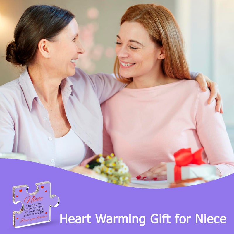 VELENTI Niece Gifts - Engraved Acrylic Block Puzzle Niece Gift 3.35 x 2.76 inch - Cute Niece Gifts from Aunt  Uncle - Birthday  Christmas  Graduation Niece Gifts from Auntie - Novelty Gifts for Nieces - Image 4