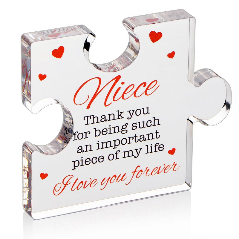 VELENTI Niece Gifts - Engraved Acrylic Block Puzzle Niece Gift 3.35 x 2.76 inch - Cute Niece Gifts from Aunt  Uncle - Birthday  Christmas  Graduation Niece Gifts from Auntie - Novelty Gifts for Nieces - Image 1