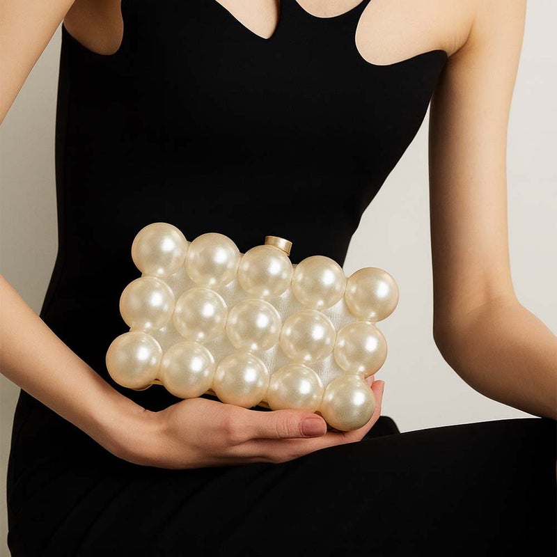 French Wave Pearl Egg Shell Acrylic Fashion Crossbody Shoulder Acrylic Dinner Bag - Image 2