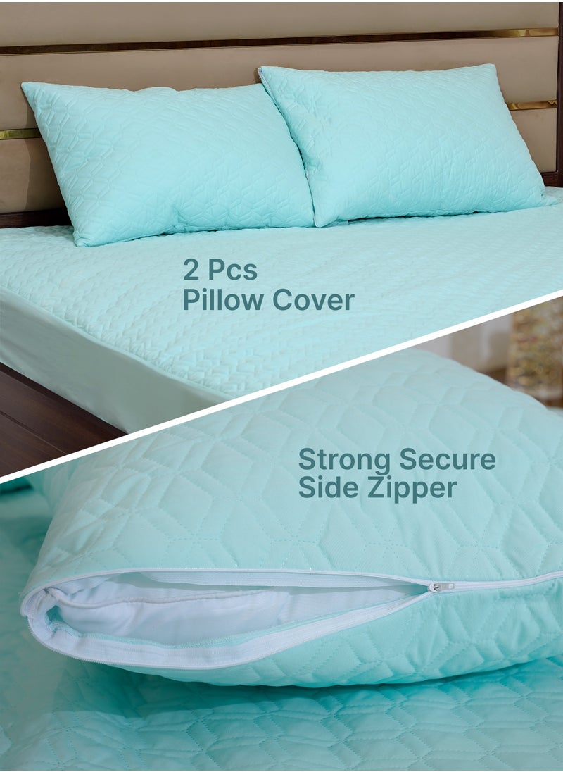 American Linen Fitted Style Waterproof Mattress Protector 160X200 Blue  - Image 3