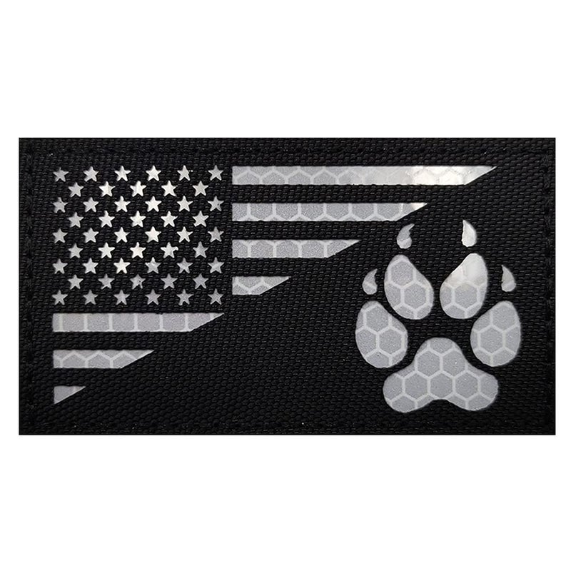 IR Reflective Service Dog Patch US Flag Tactical Dog Paw Patches VestsHarnesses Fastener Hook Loop Patch 354 197In Dog PawBlackWhite