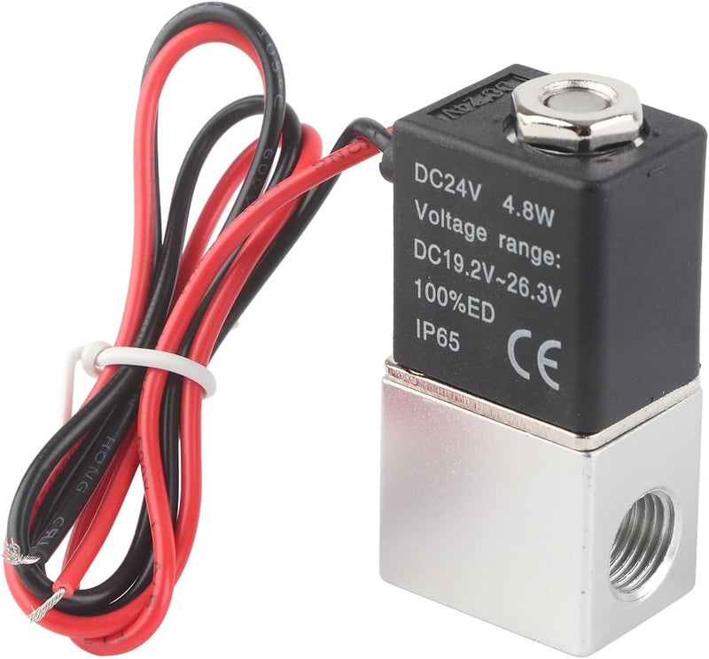 24V DC Fast Response Electric Solenoid Valve, 2 Position 2 Way for Air Water Oil - Durable Die Cast Aluminum, IP65 Waterproof, Easy Installation (G1/4") - Image 1