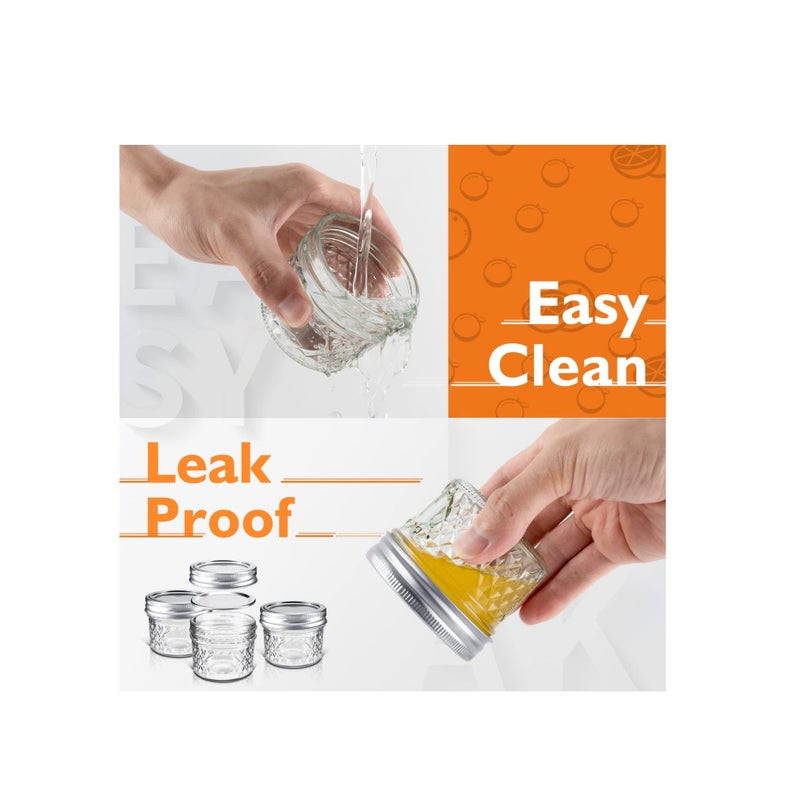 SOLARAE Mini Canning Jars 100ml With Lids, Small Glass Jars Ideal for Food Storage, Jam, Spice,Candle,Honey,Wedding Favors(12 PACK) - Image 4