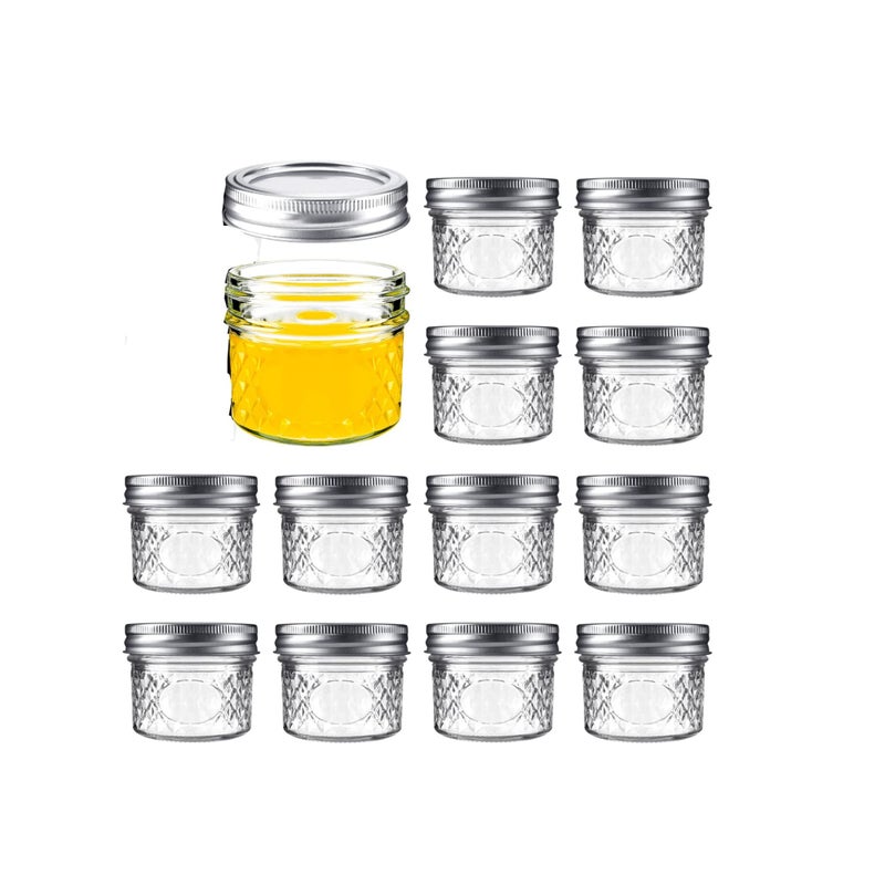 SOLARAE Mini Canning Jars 100ml With Lids, Small Glass Jars Ideal for Food Storage, Jam, Spice,Candle,Honey,Wedding Favors(12 PACK) - Image 1