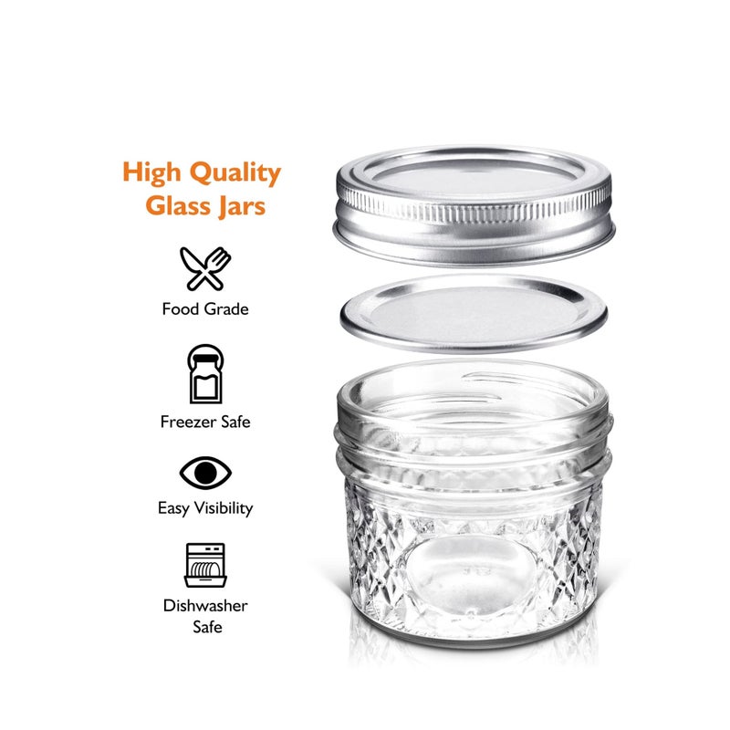 SOLARAE Mini Canning Jars 100ml With Lids, Small Glass Jars Ideal for Food Storage, Jam, Spice,Candle,Honey,Wedding Favors(12 PACK) - Image 5