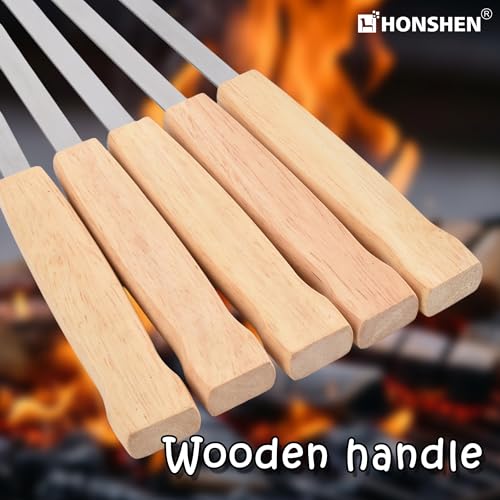 HONSHEN 17-Inch 12 Pack Long Flat BBQ Skewers, HONSHEN Brazilian-style Stainless Steel 3/8 Inch Wide Blade with hardwood Handle barbecue skewers for Grilling Meat,Chicken,Shrimp,Vegetables-Set of 12 - Image 4