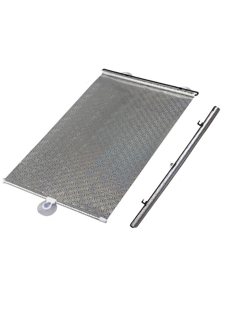 45*125 Silver 【3 Suction Cups Included】 Retractable Car Sunshade, Large Windshield Sunshade, Protective Automatic Roller Blind Sunshade, Suitable For Small Business, Medium, Suv, Large Truck - Image 1