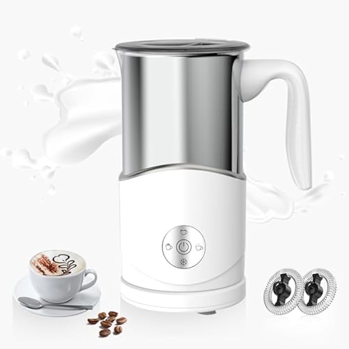 أوتشوانغ مكشوف حليب كهربائي 4 في 1 مكبس حليب أوتوماتيكي 350 مل ماكينة قهوة رغوة باردة ساخنة مع خفقتين للرغوة تسخين ماكينة رغوة للاتيه ماكياتو كابتشينو شوكولاتة ساخنة بيضاء - Image 1