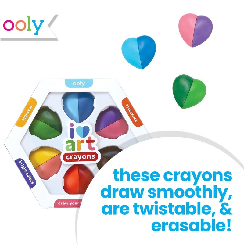 Ooly I Heart Art Erasable Crayons, Twistable Kids Coloring Kit, 12 Bright Colors, Gifts for Kids - Image 2