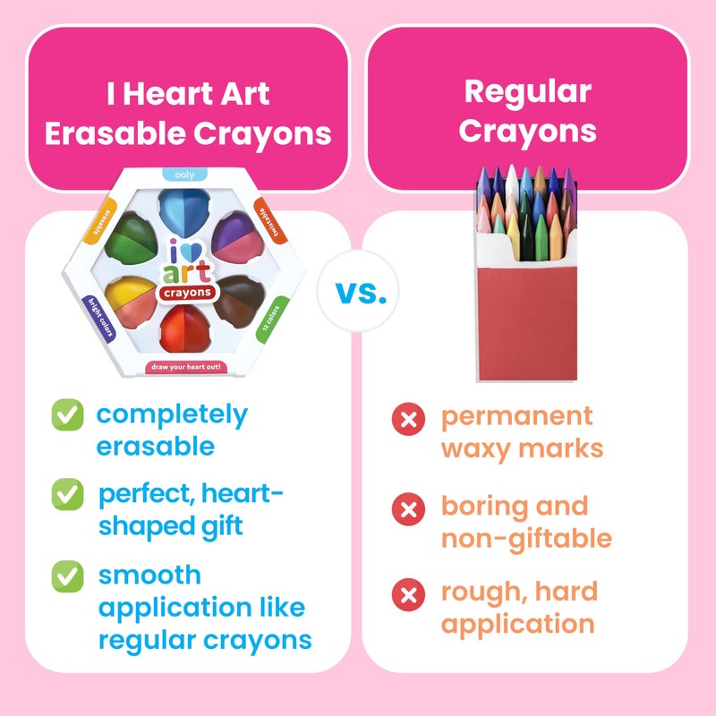 Ooly I Heart Art Erasable Crayons, Twistable Kids Coloring Kit, 12 Bright Colors, Gifts for Kids - Image 3