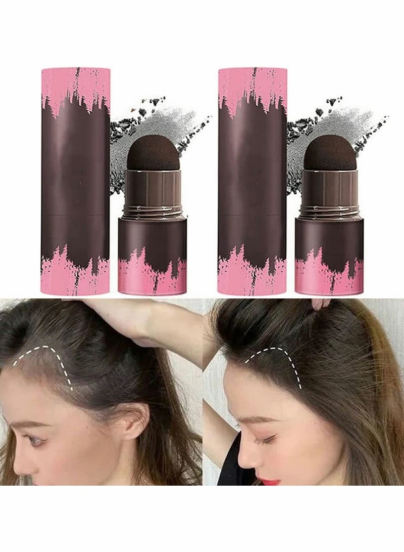 KASTWAVE Hairline Powder Stick, 2 PCS Hair Shadow Powder Root Touch Up Powder, Waterproof Hair Shading Sponge Pen Hair Filler Powder for Cover Gray Hair Root, Hair Touch-Up, Thin Hair (Black) - Image 1