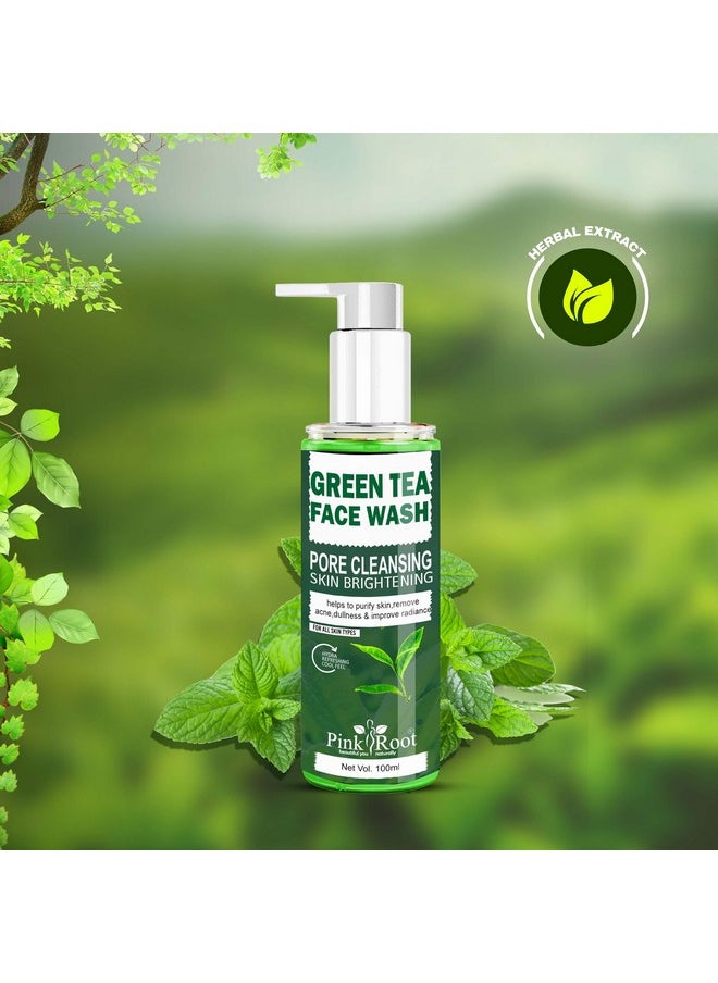 Pink Root - Pink Root Green Tea Pore Cleansing Face Wash 100ml with Fruit Scrub Enriched with Orange Peel Extract 500gm - Image 1