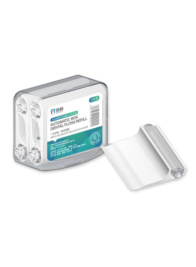 Roroll Automatic Pop-Up Dental Floss Toothpicks Refill Box - 200 pcs - Image 1