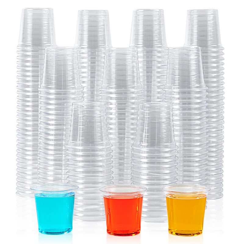 Lilymicky Lilymicky 500 PACK 1 oz Plastic Shot Glasses  1 Ounce Clear Disposable Party Cups for Vodka  Whiskey  Tequila  Mini Plastic Containers for Sauce  and Sample Tasting - Image 1