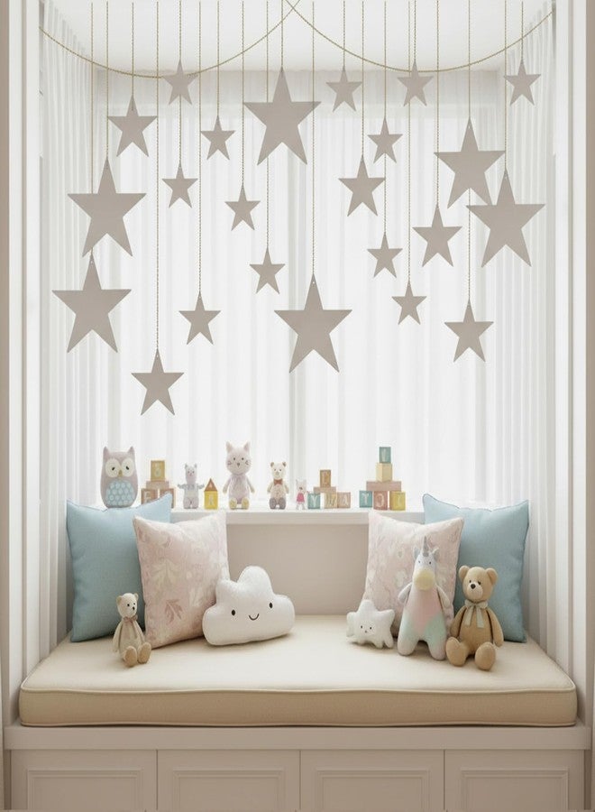 Molain 24Pcs Silver Hanging Stars Decorations, Double Sided Paper Star Cutouts with Nylon String Hanging Stars for Ceiling Birthday Wedding Party Wall Decor (4 Sizes)(Silver) - Image 5